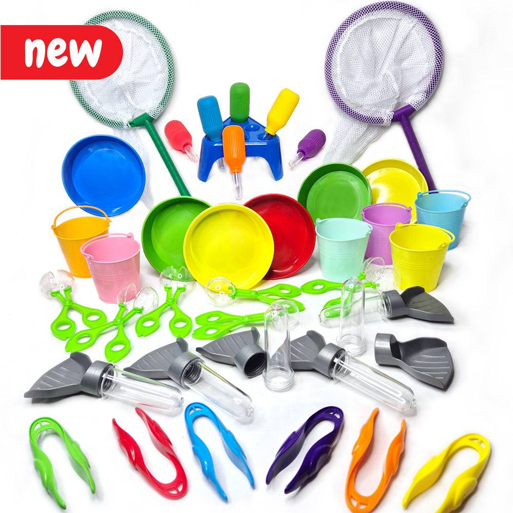 Sand and Water Play SEN accessories pack with buckets, pipettes, scoopers, tweezers, bowls an buckets by eduk8