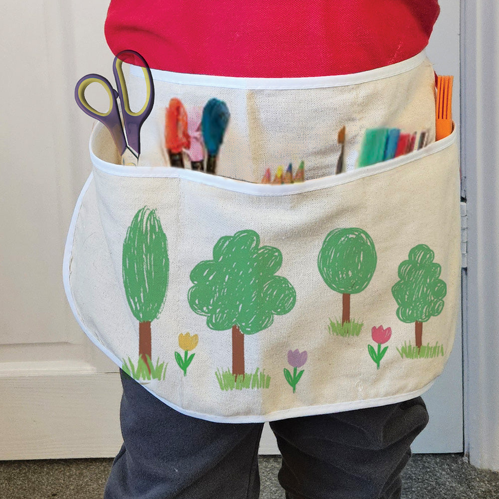 Versatile Foraging & Crafting Aprons—perfect for foraging, crafting, play tools, cooking, and more! Ideal for role play and creativity. Personalise with fabric pens for unique designs. Burlap hessian type material