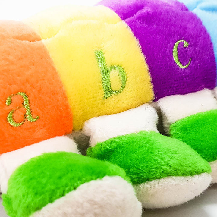 plush, cuddly, play, colourful, multicoloured, coloured caterpillar, multicoloured animal, animal, insect, nature, uppercase, lowercase, learning, alphabet, casey, caterpillar, educational, children, kids, infants, early years, plush toy, stem, steam, edu