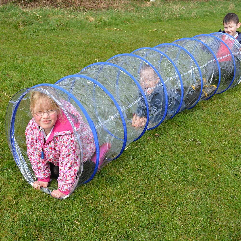  cylinder, cylindrical, transparent tunnel, crawling, crawl, kids, childrens, children, infants, early years, giant tunnel, long clear plastic outdoor tunnel, crawling, crawl, play dog dogs tunnel for physical development, PE, physical education, coordina