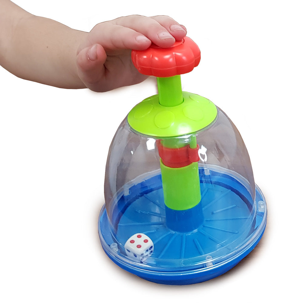 Activate the large dice dome by pushing the plunger atop the dome, prompting the dice inside to tumble and roll. This interactive mechanism not only adds excitement to gameplay but also serves as a practical solution to prevent the dice from getting lost.