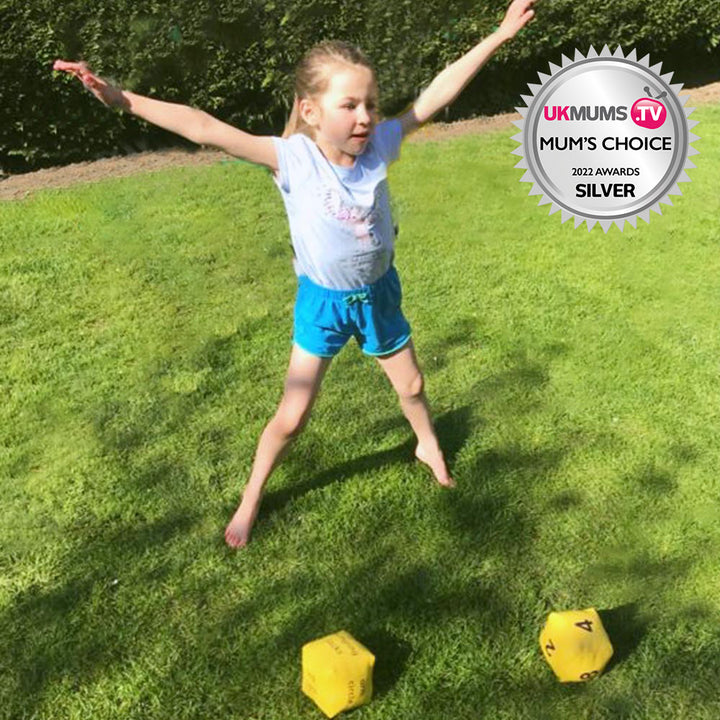 Yellow Fitness dice designed to develop children’s competence and confidence in balance, agility, and coordination, communication and collaboration with others. Suitable for group or individual use, made from foam-filled, durable, wipeable vinyl. Ideal fo