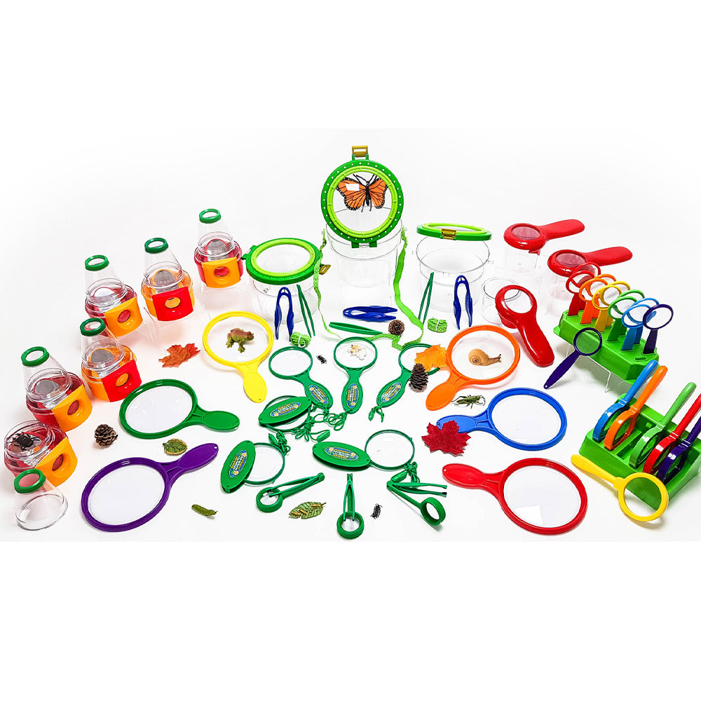 This Giant Magnifying Kit is the ultimate tool for all your school's nature and science observation needs. With a range of magnifiers perfect for outdoor activities and playground exploration, it's the ideal resource for your school's forest school program. Its comprehensive design includes everything you need for a truly immersive learning experience.