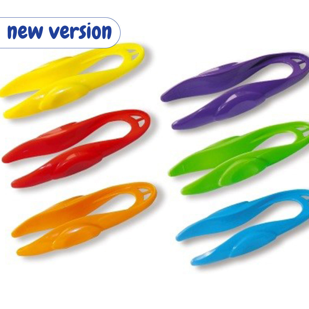 Enhance fine motor skills and pincer grasp strength with this set of 12 jumbo tweezers. Designed for little hands, each tweezer comes in a vibrant colour and features an ergonomic depression for proper grip. Ideal for promoting fine motor practice and lifting small objects.  Supplied in a pack of 12.  Size: 15 cm length (each)  Suitable for ages: 3+