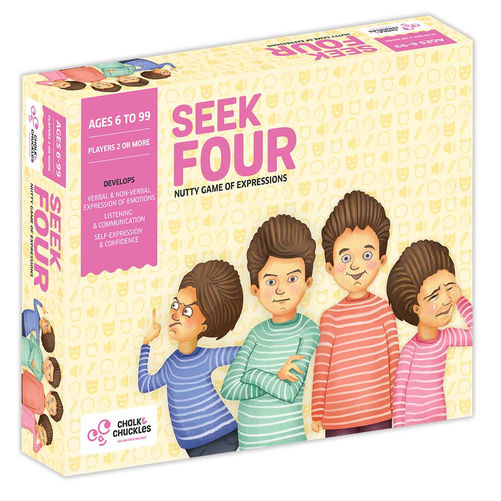 Seek with creativity and lots of action and drama! Act, draw, express or tell stories and make other guess the card you are looking for. A fun game, designed to help you express your feelings in a playful way! For 2 to 4 players.