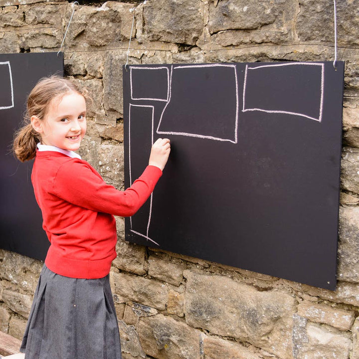 waterproof childrens wall mounted pre drilled holes indoor outdoor mdf chalkboard chalk board circular shape rectangle made in the uk british design