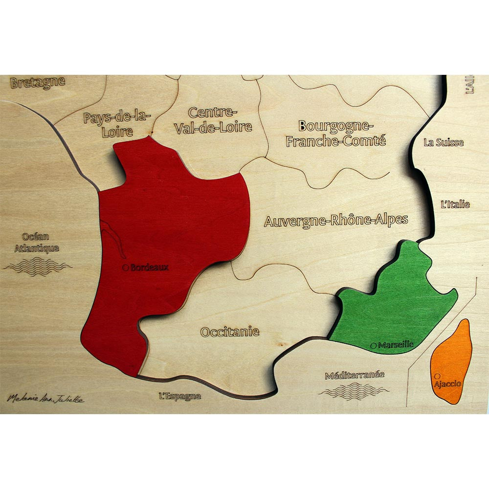 wooden jigsaw, jigsaw, puzzle, map, France, French, map of France, France map, kids, children, family fun, geography, educational products, educational resources, educational supplies, early years, infants, primary school, nursery, nursery resources, nursery supplies, teaching resources, teaching supplies, classroom resources, classroom supplies, home school