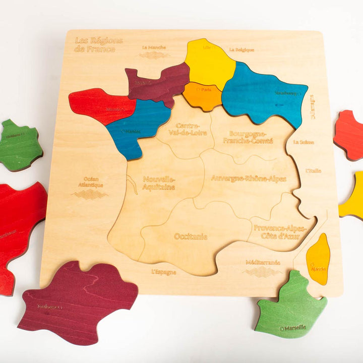 wooden jigsaw, jigsaw, puzzle, map, France, French, map of France, France map, kids, children, family fun, geography, educational products, educational resources, educational supplies, early years, infants, primary school, nursery, nursery resources, nursery supplies, teaching resources, teaching supplies, classroom resources, classroom supplies, home school