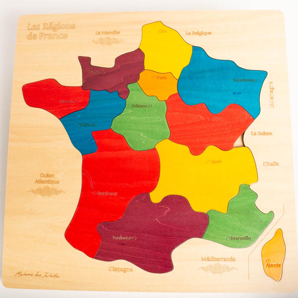 wooden jigsaw, jigsaw, puzzle, map, France, French, map of France, France map, kids, children, family fun, geography, educational products, educational resources, educational supplies, early years, infants, primary school, nursery, nursery resources, nursery supplies, teaching resources, teaching supplies, classroom resources, classroom supplies, home school