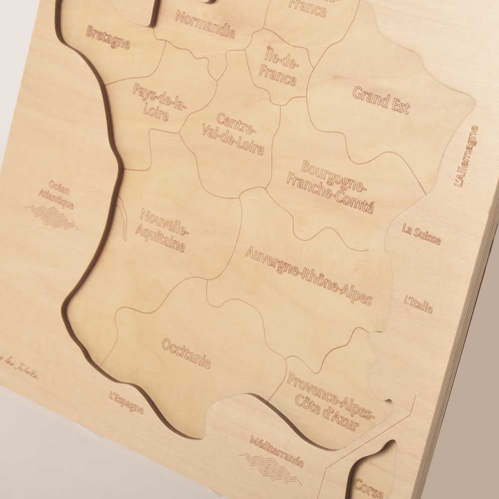 wooden jigsaw, jigsaw, puzzle, map, France, French, map of France, France map, kids, children, family fun, geography, educational products, educational resources, educational supplies, early years, infants, primary school, nursery, nursery resources, nursery supplies, teaching resources, teaching supplies, classroom resources, classroom supplies, home school