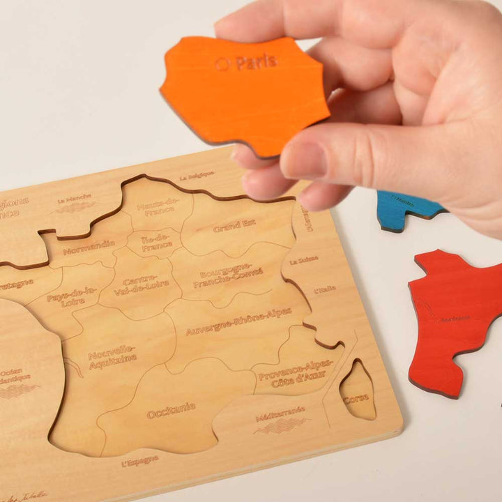 wooden jigsaw, jigsaw, puzzle, map, France, French, map of France, France map, kids, children, family fun, geography, educational products, educational resources, educational supplies, early years, infants, primary school, nursery, nursery resources, nursery supplies, teaching resources, teaching supplies, classroom resources, classroom supplies, home school