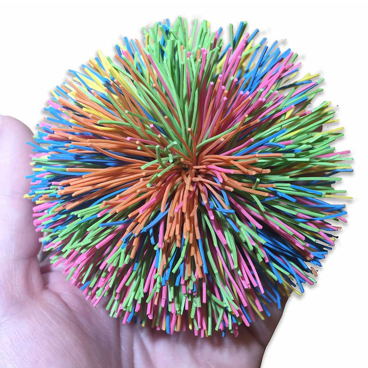 fuzzy, soft, koosh, sports ball, sport, indoor outdoor play, sensory play. sensorial, special needs, sen, special education, special educational needs, multicoloured ball, colourful, coloured ball, throw, catch, coordination, physical development, childre