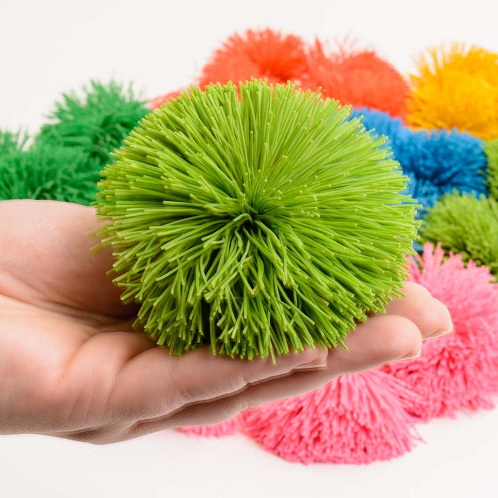 fuzzy, soft, koosh, sports ball, sport, indoor outdoor play, sensory play. sensorial, special needs, sen, special education, special educational needs, multicoloured ball, colourful, coloured ball, throw, catch, coordination, physical development, childre