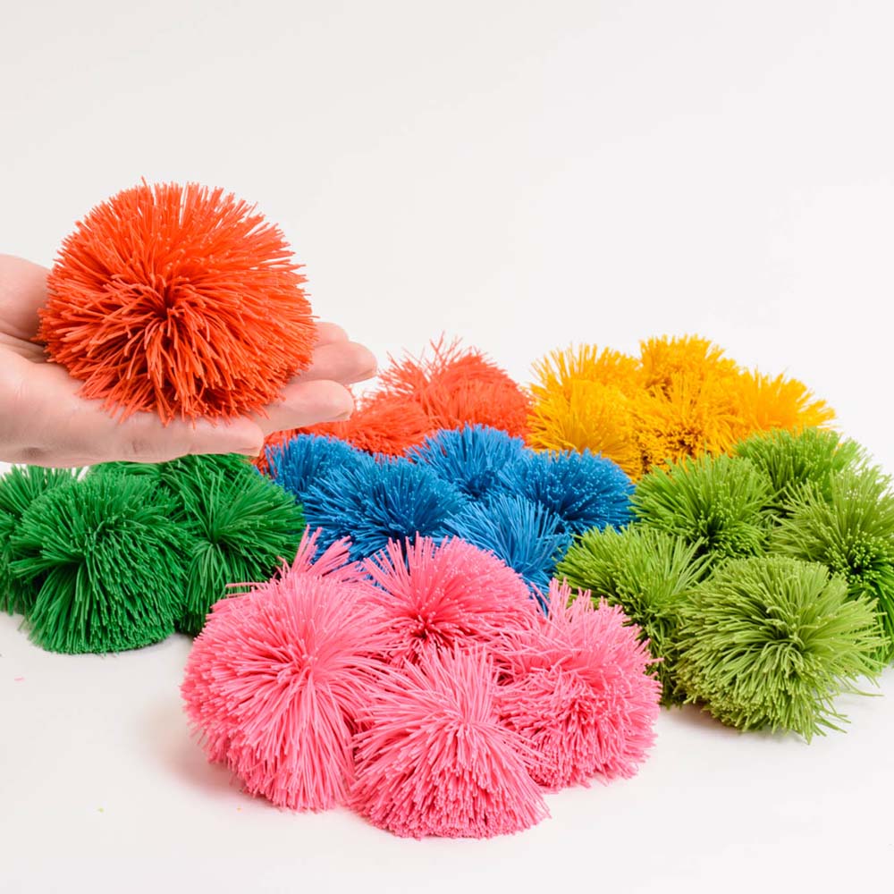 fuzzy, soft, koosh, sports ball, sport, indoor outdoor play, sensory play. sensorial, special needs, sen, special education, special educational needs, multicoloured ball, colourful, coloured ball, throw, catch, coordination, physical development, childre