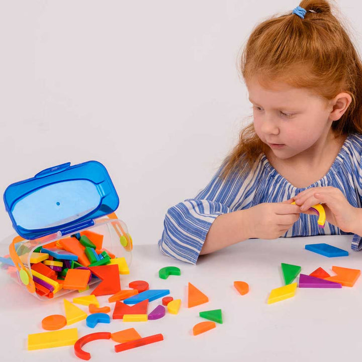 child safe magnetic colourful 2d 3d irregular regular plastic shapes shape pieces