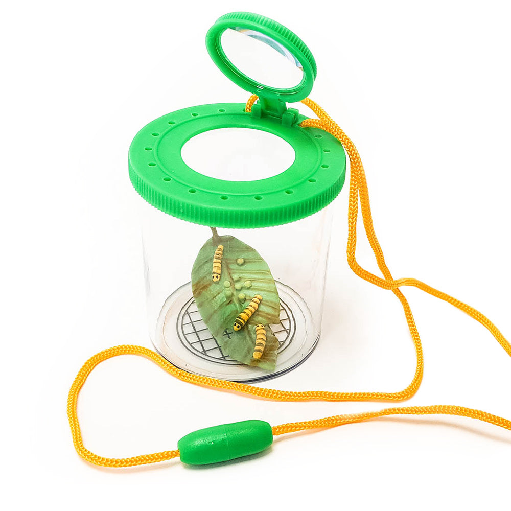 The Mini Beast Viewer features 2 built-in magnifiers and a breakaway safety neck strap. Capture, carry, and observe bugs at 2x magnification, then utilize the second lens for closer examination at 4x magnification. Includes 1 viewer in either green or blue (color may vary). *Bugs not included. Size: 7.25 x 7 x 6.25cm. Suitable for ages 6 and up