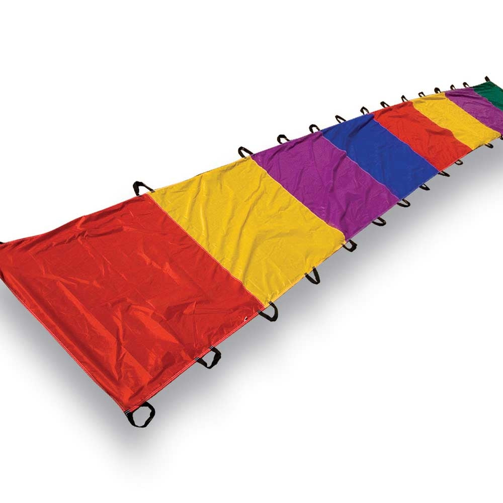 brightly coloured junior rainbow wave parachute dragon tunnel