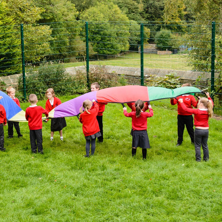 brightly coloured junior rainbow wave parachute dragon tunnel