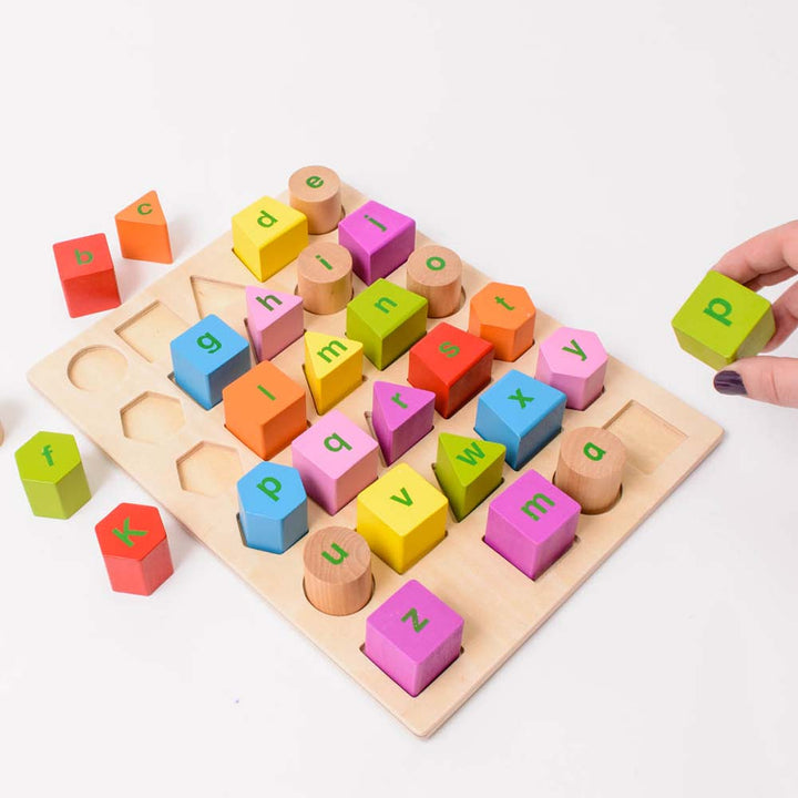 colourful, wooden. wooden tray, uppercase, lowercase, alphabet, shape, shapes, alphabet and shape tray, early years, educational products, educational resources, educational supplies, nursery, nursery resources, nursery supplies, school resources, school supplies, teaching resources, learning, classroom, classroom resources, A to Z, a-z, kids, children, infant learning, infants